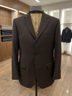 HUGO BOSS Mens”s 3-Button Wool Suit Jacket Blazer Dark Brown Size 46L
